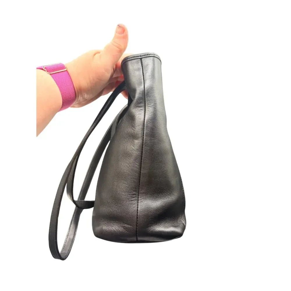 Vintage Coach Black Leather Lunch Tote Small Shoulder Bag Mexico 9077
